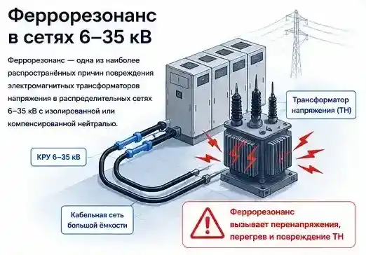 Феррорезонанс в сетях 6–35 кВ: причины, защита ТН и AFR 31
