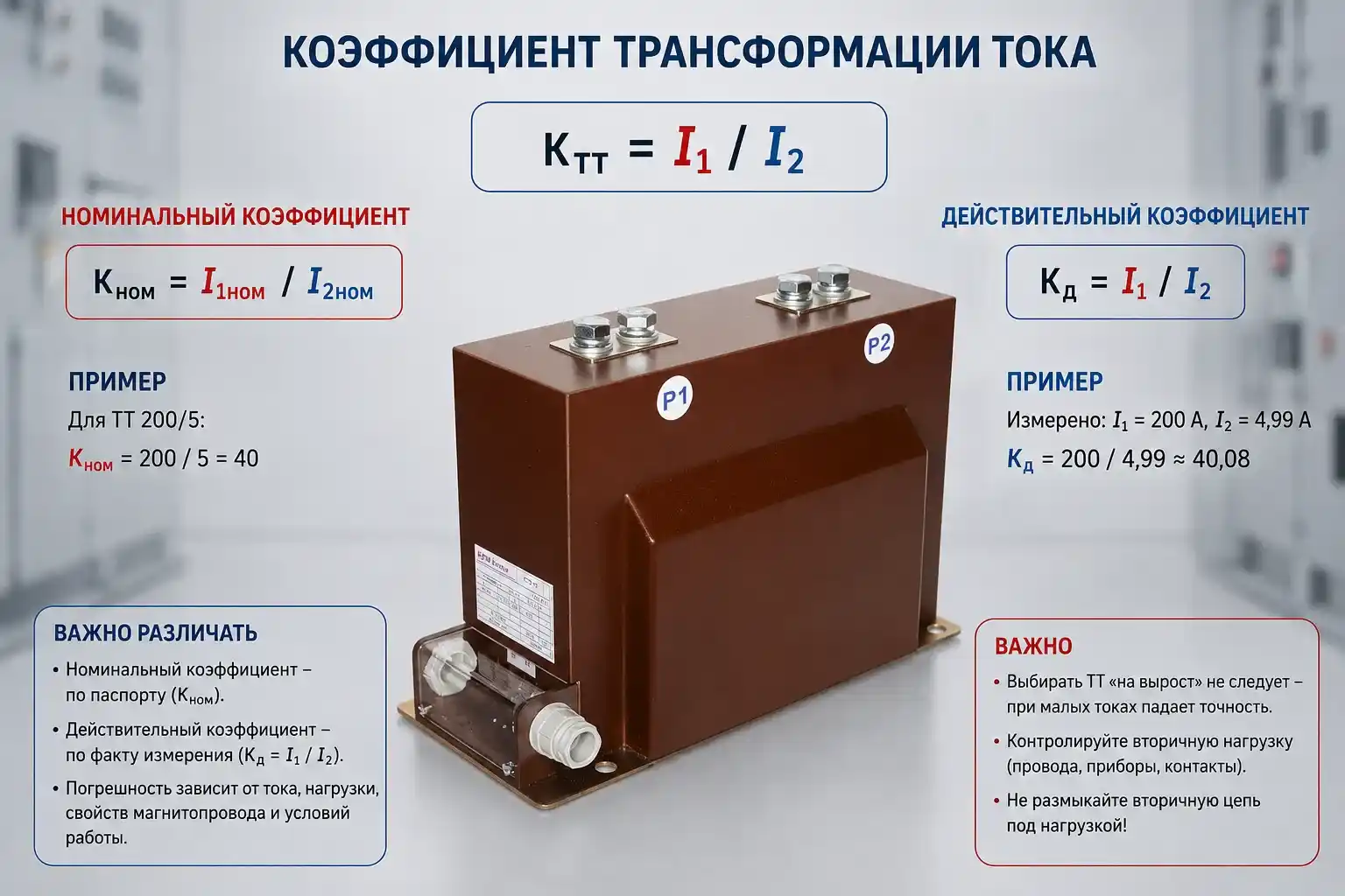 Коэффициент трансформации трансформатора тока: формула и расчёт